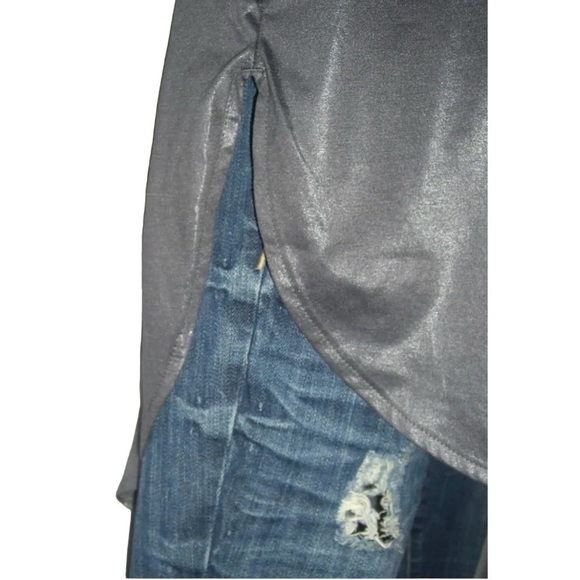 Reebok Tee Shirt Turnin Heads Twistin Necks Distressed Metallic Logo Sporty Gray - Picture 6 of 10